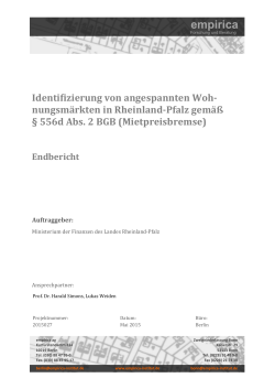 Identifizierung von angespannten Wohnungsm&auml;rkten in Rheinland