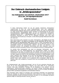 Der Einbruch charismatischen Liedguts in &bdquo;Br&uuml;dergemeinden&ldquo;