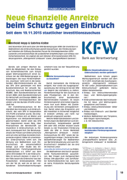 Neue finanzielle Anreize beim Schutz gegen Einbruch