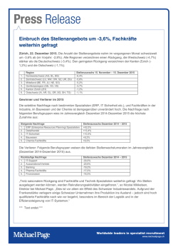 Einbruch des Stellenangebots um -3,6%, Fachkr&auml;fte weiterhin gefragt