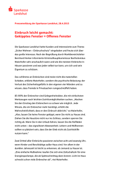 Einbruch leicht gemacht: Gekipptes Fenster = Offenes Fenster