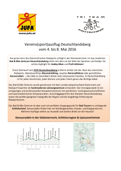 Vereins(sport)ausflug Deutschlandsberg vom 4. bis 8. Mai 2016