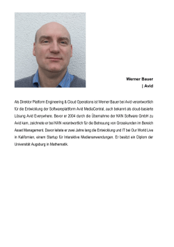 Werner Bauer | Avid Als Direktor Platform Engineering & Cloud