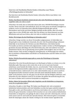 Interview mit Stockholms Bischof Anders Arborelius zum Thema