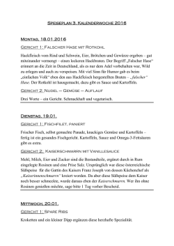 Speiseplan 3. Kalenderwoche 2016 Montag, 18.01.2016