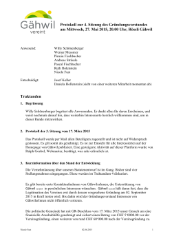 Gähwil vereint 4. Sitzung 2015 Protokoll