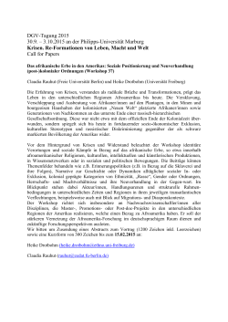 DGV-Tagung 2015 30.9. - Freie Universität Berlin