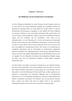 Der Weltkrieg und die künstlerischen Avantgarden