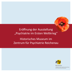 Eröffnung der Ausstellung „Psychiatrie im Ersten Weltkrieg
