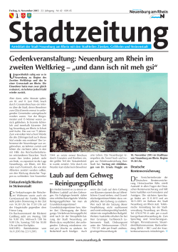 Gedenkveranstaltung: Neuenburg am Rhein im zweiten Weltkrieg