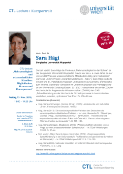 Sara Hägi - Center for Teaching and Learning