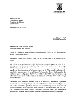 Herrn Vorstand Christian von Staden Frau Gesch&auml;ftsf&uuml;hrerin Sara