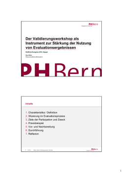 Der Validierungsworkshop als Instrument zur Stärkung