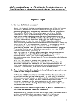 H&auml;ufig gestellte Fragen zur Richtlinie der Bundes&auml;rztekammer zur