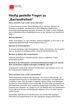 H&auml;ufig gestellte Fragen zu &bdquo;Barrierefreiheit&ldquo;