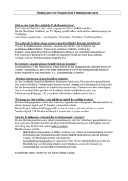 H&auml;ufig gestellte Fragen zum Betriebspraktikum