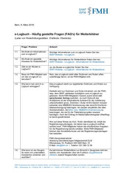 e-Logbuch - H&auml;ufig gestellte Fragen (FAQ`s) f&uuml;r Weiterbildner