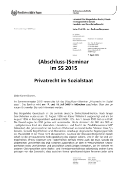 Privatrecht im Sozialstaat (Ankündigung)