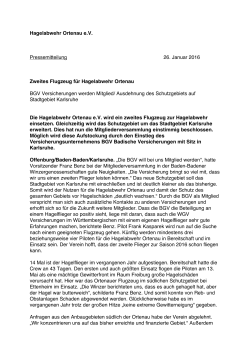 Hagelabwehr Ortenau eV Pressemitteilung 26. Januar 2016 Zweites