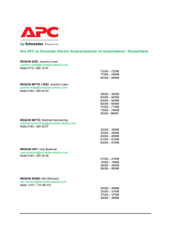 Ihre APC by Schneider Electric Ansprechpartner im Aussendienst