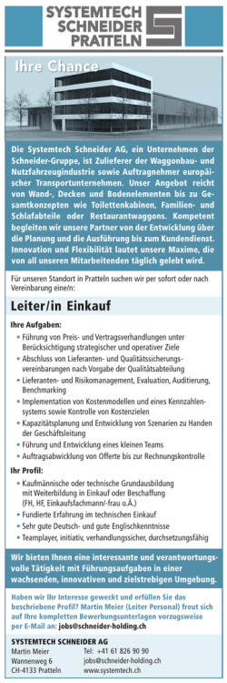 Ihre Chance - Systemtech Schneider AG