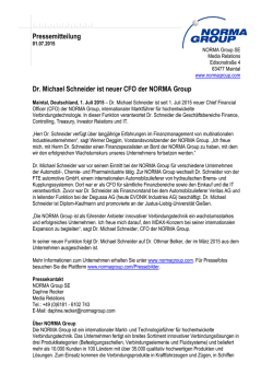 Dr. Michael Schneider ist neuer CFO der NORMA Group