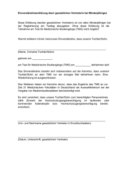 Einverständniserklärung des/r gesetzlichen Vertreter/s bei