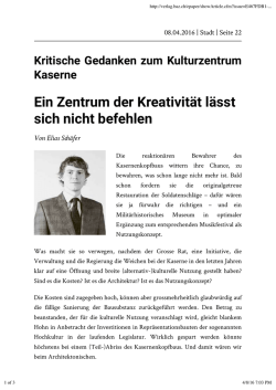 Ein Zentrum der Kreativit&auml;t l&auml;sst sich nicht befehlen