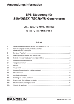 Infoblatt zur SPS-Steuerung von SONOREX TECHNIK