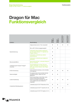 Dragon f&uuml;r Mac Funktionsvergleich