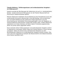 Claudia Hellmers: "Erfahrungswissen und evidenzbasiertes