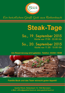 Steak-Tage - Gasthof Bock