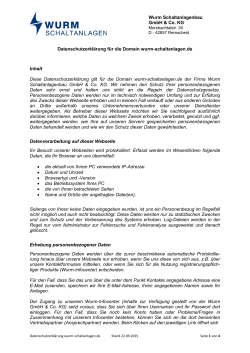 Datenschutz - Wurm Schaltanlagen GmbH & Co. KG