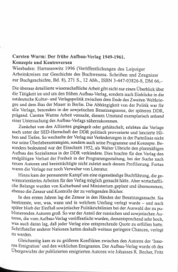 Carsten Wurm: Der frühe Aufbau-Verlag 1949