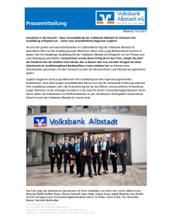 Pressemitteilung - Volksbank Albstadt