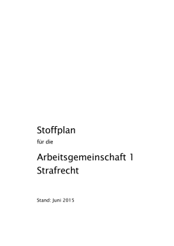 Stoffplan Arbeitsgemeinschaft 1 Strafrecht