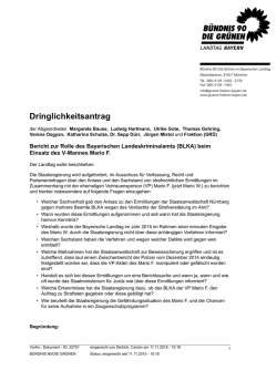 Dringlichkeitsantrag - B&uuml;ndnis 90/Die Gr&uuml;nen im Bayerischen Landtag