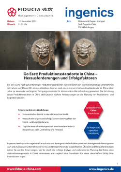 Go East: Produktionsstandorte in China