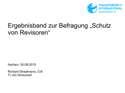 Ergebnisband zur Befragung „Schutz von Revisoren“