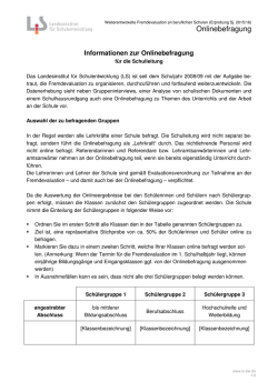 Informationen zur Onlinebefragung f&uuml;r die Schulleitung