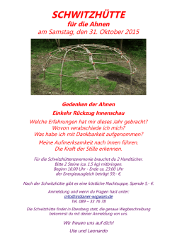 Schwitzhütte Gedenken der Ahnen
