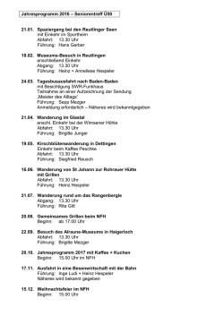 Jahresprogramm 2016 &ndash; Seniorentreff &Uuml;50 21.01. Spaziergang bei
