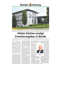 H&auml;cker K&uuml;chen erw&auml;gt Erweiterungsbau in B&uuml;nde
