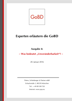 Experten erläutern die GoBD - Peters, Schönberger & Partner