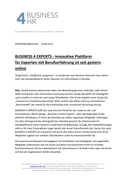 Innovative Plattform f&uuml;r Experten mit