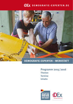 Demografie-Experten - Werkstatt: Programm 2015/2016