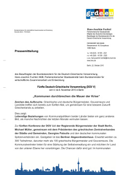 Pressemitteilung Fünfte Deutsch-Griechische Versammlung (DGV V