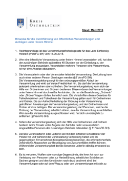 Hinweisblatt Versammlungen