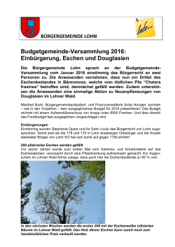 Budgetgemeinde-Versammlung 2016: Einbürgerung, Eschen und