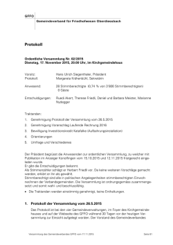 Protokoll der Versammlung vom 17. November 2015